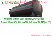 LLDPE 7042 21000 Litros, 22000 Litros, 25000 Litros, forrado com tanque de ácido clorídrico montado em reboque